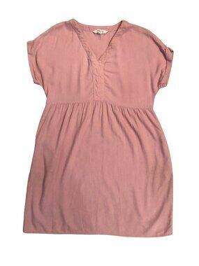 Briggs Dress Womens Size M Pastel Pink Rose Linen Blend Cottagecore Casual